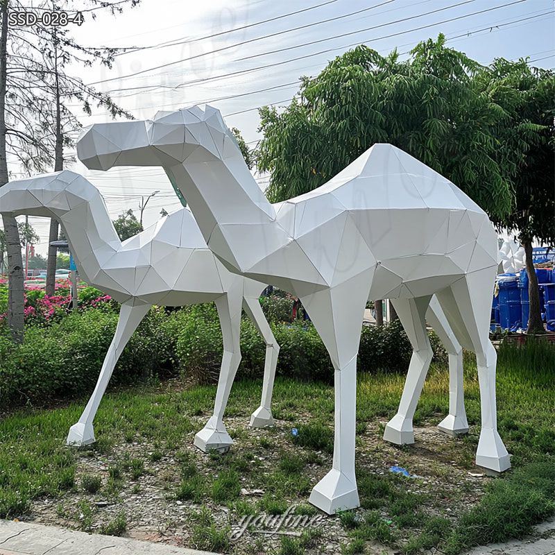 white metal camel statues