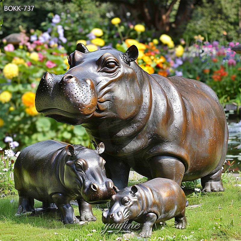 bronze hippo sculptures