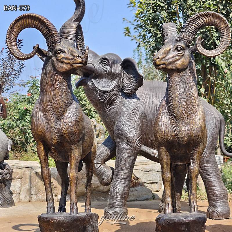 outdoor bronze ram statues