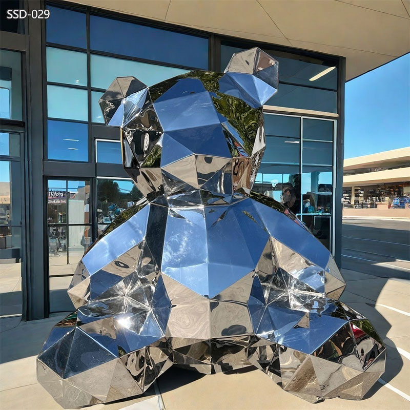 large metal geometric bear sculpture