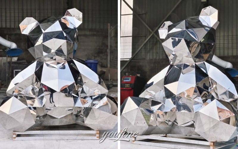 metal bear sculpture in factory