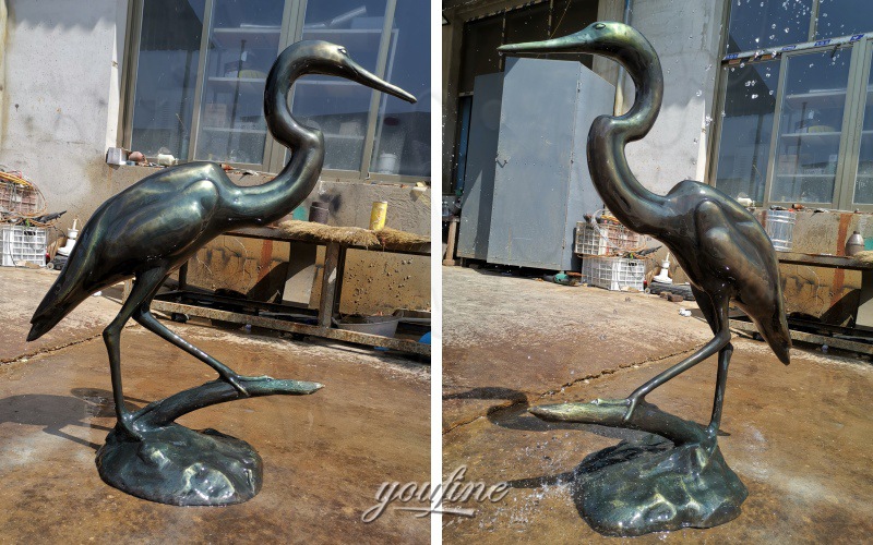 blue heron sculpture in youfine factory