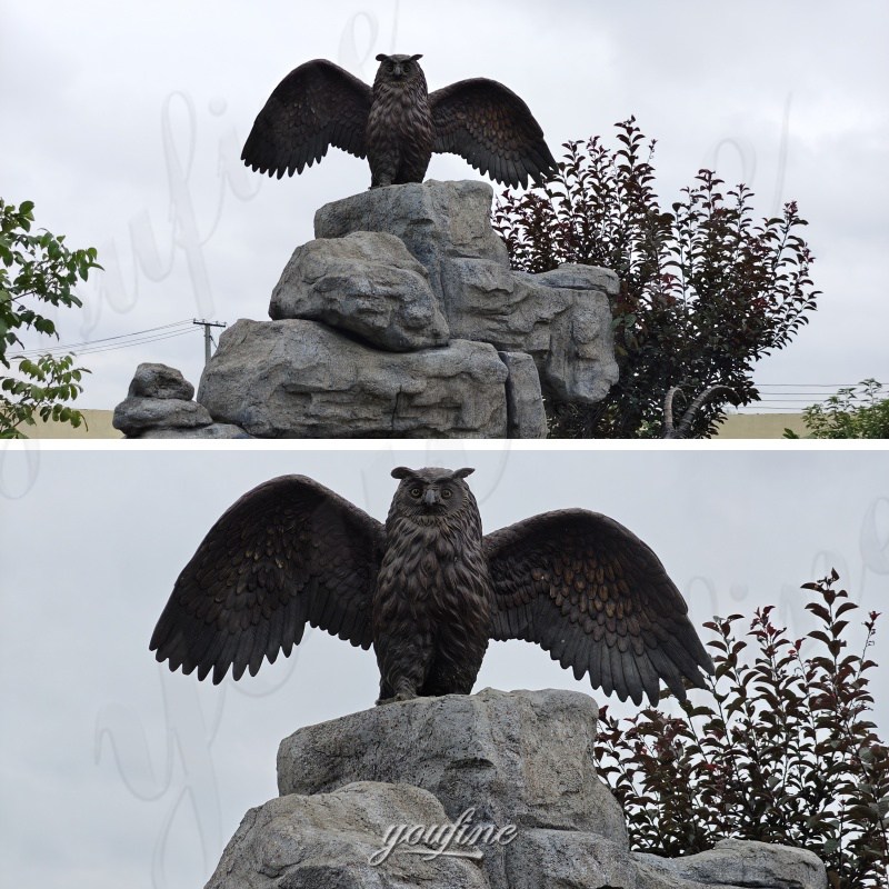 bronze owl sculpture