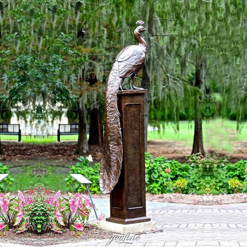 bronze-peacock-statue-in-garden