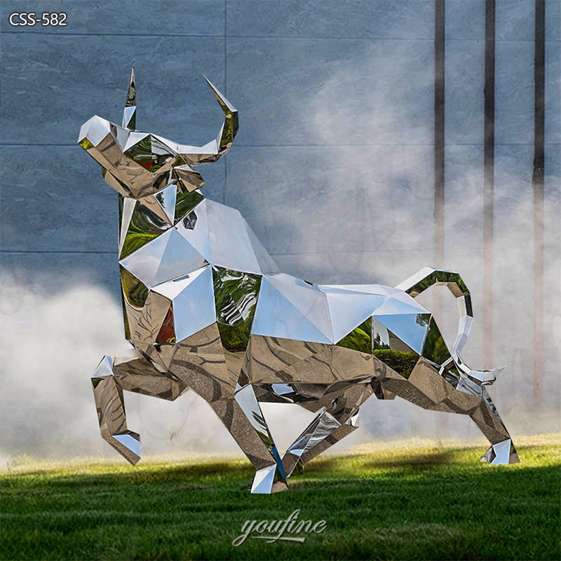 metal geometric bull sculpture