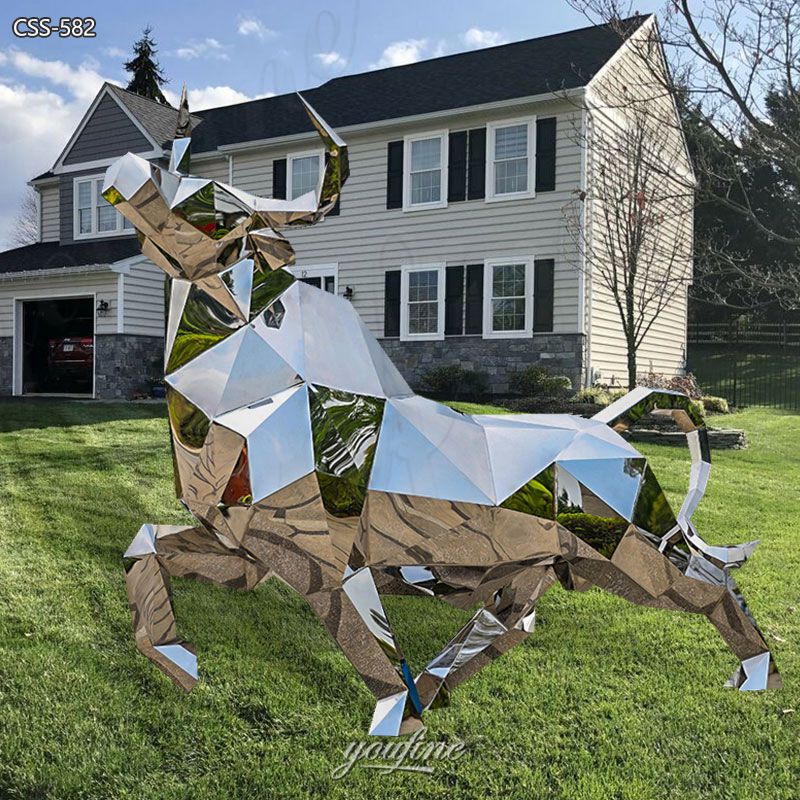 metal geometric bull sculpture for garden