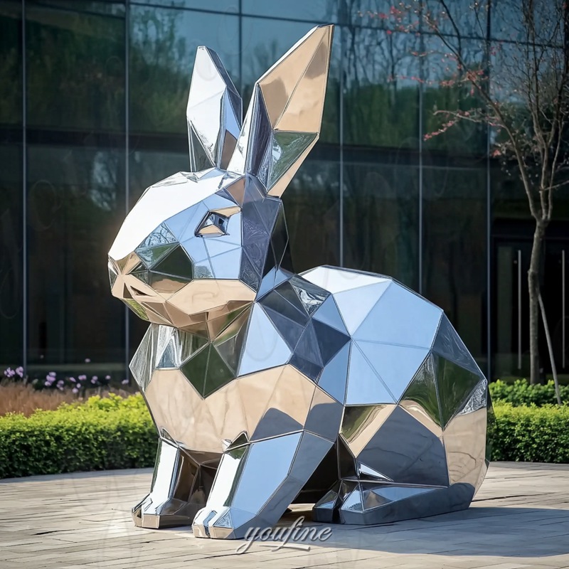 Large Geometric Rabbit Sculpture