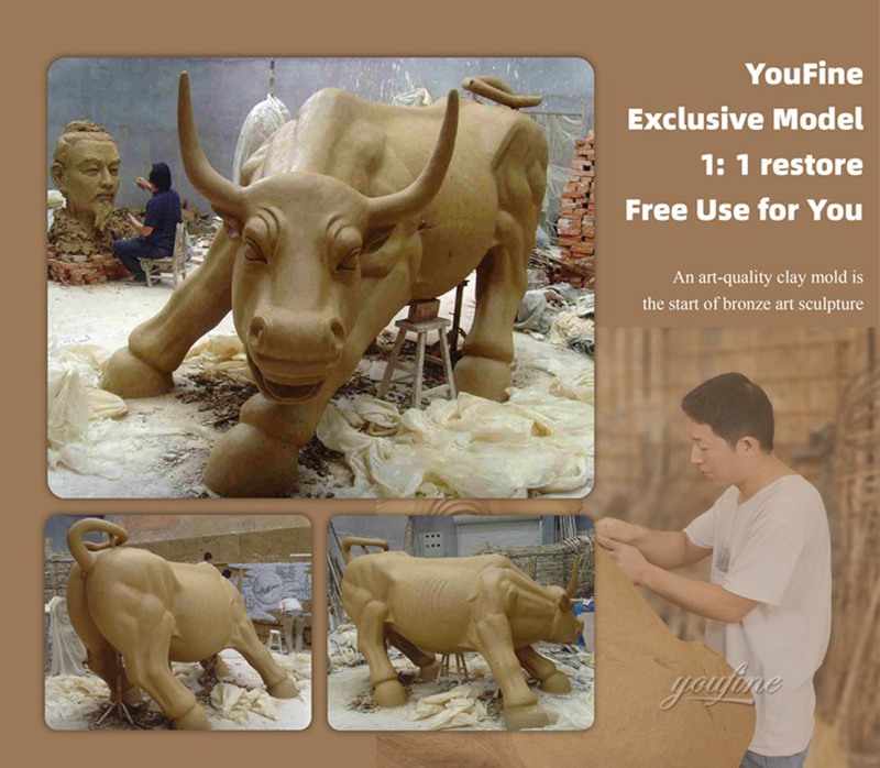 bronze bull statue clay model