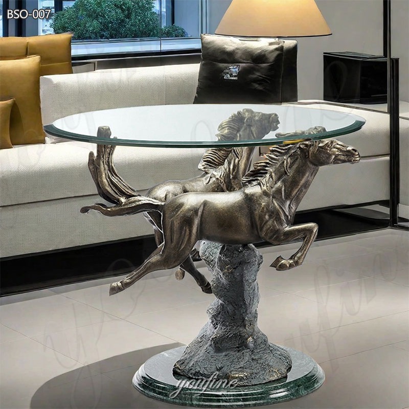 bronze coffee table with horse