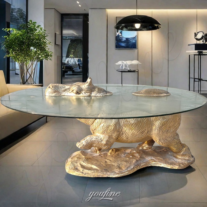 bronze hippo coffee table sculpture