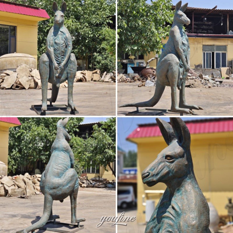 bronze kangaroo sculpture details