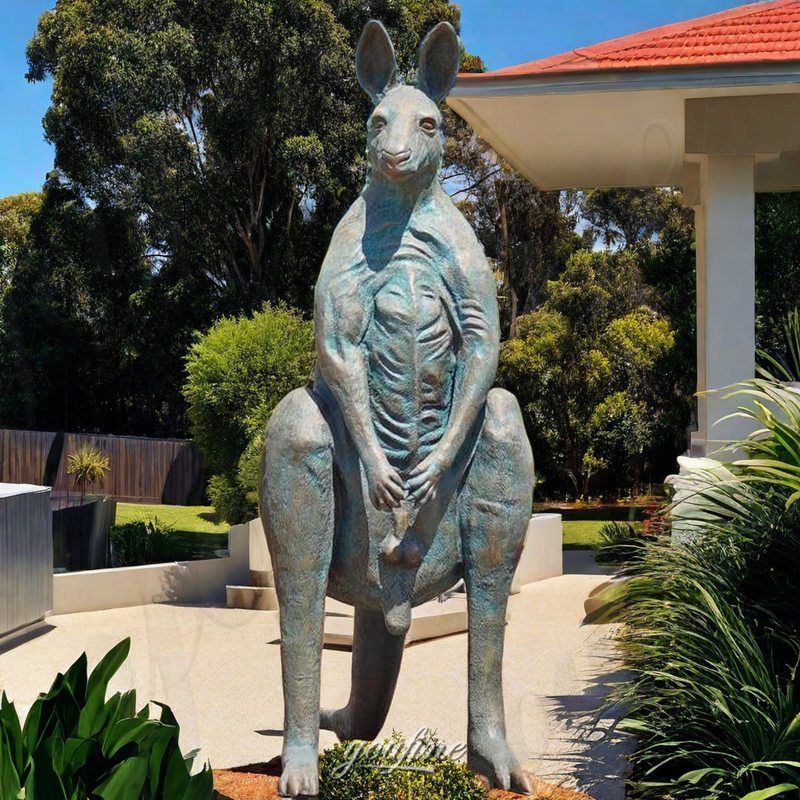 bronze kangaroo sculpture for lawn