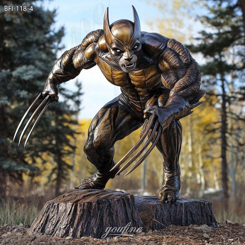 bronze life size wolverine sculpture