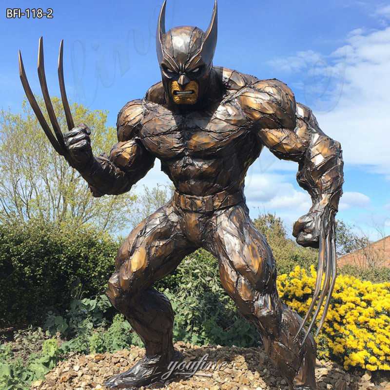 bronze life size wolverine statue