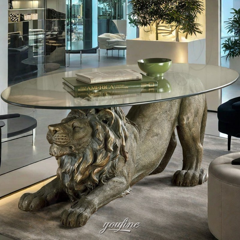 bronze lion coffee table