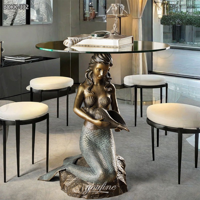 bronze mermaid coffee table for home