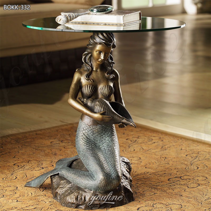 bronze mermaid coffee table sculpture