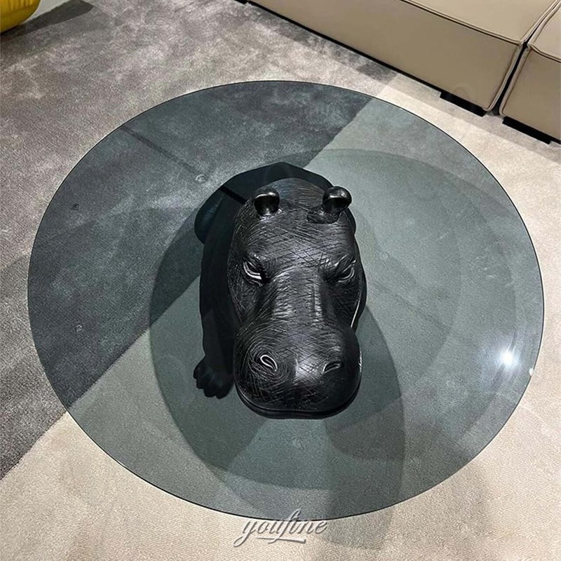 hippo glass coffee table bronze