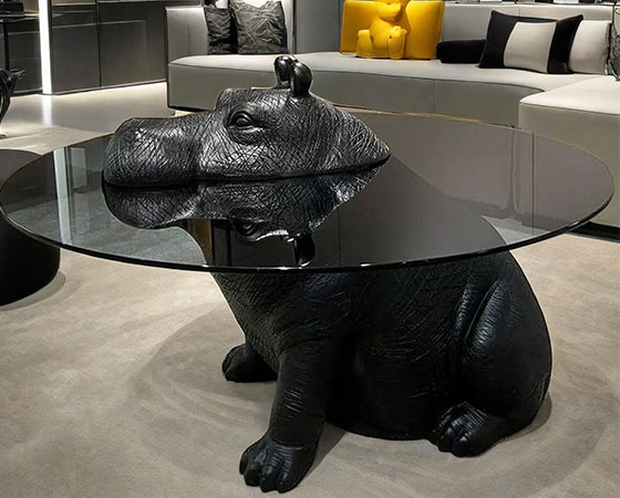 hippo glass top coffee table