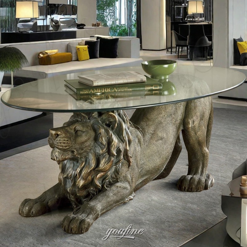 indoor bronze lion coffee table