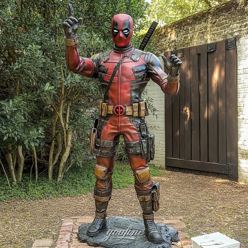 life size deadpool bronze statue