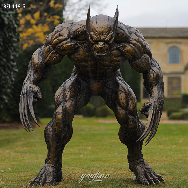 life size wolverine bronze statue