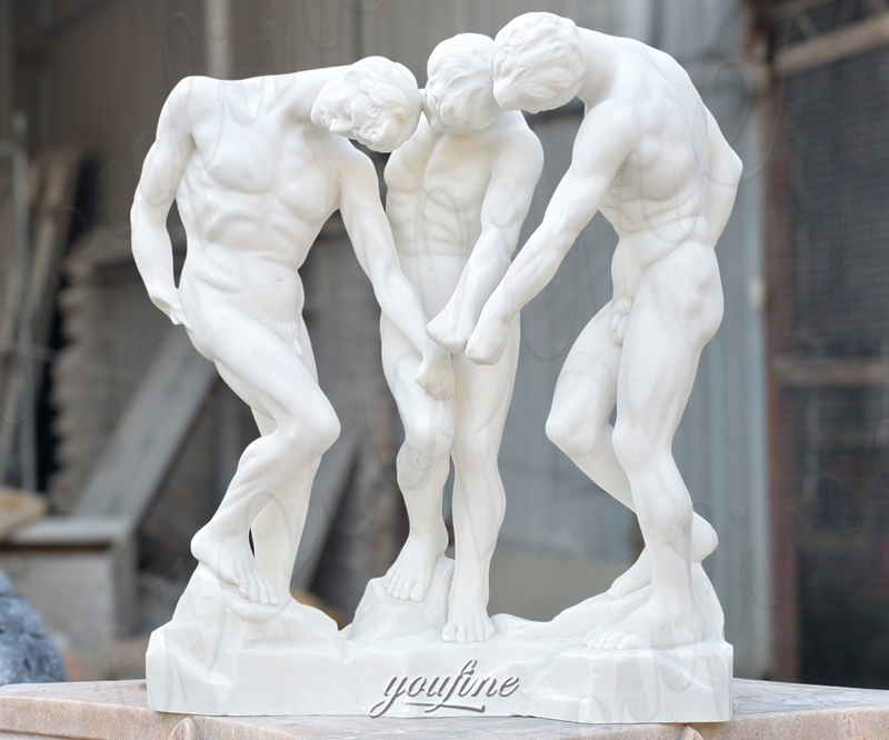 Marble three shades sculpture in factory