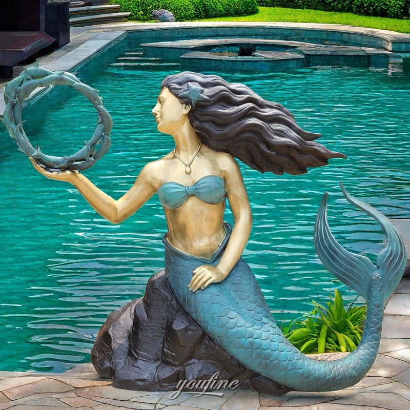 Mermaid and Fish Circle Sculpture