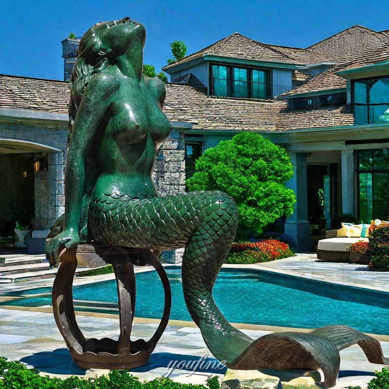 Mermaid Sculpture with Head Up