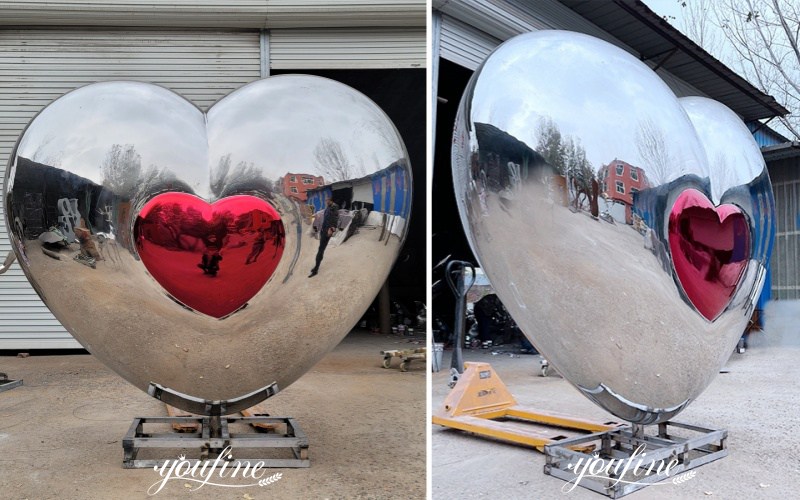 metal red heart sculpture