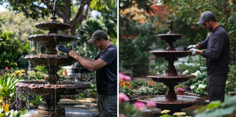 bronze fountain cleaning