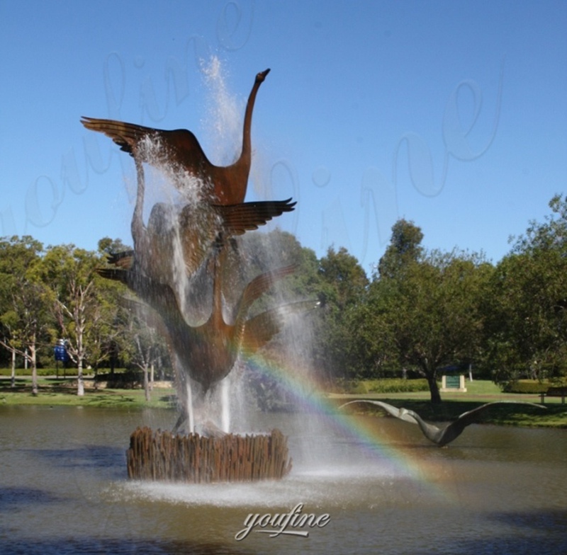 Bronze Swan Statue Fountain