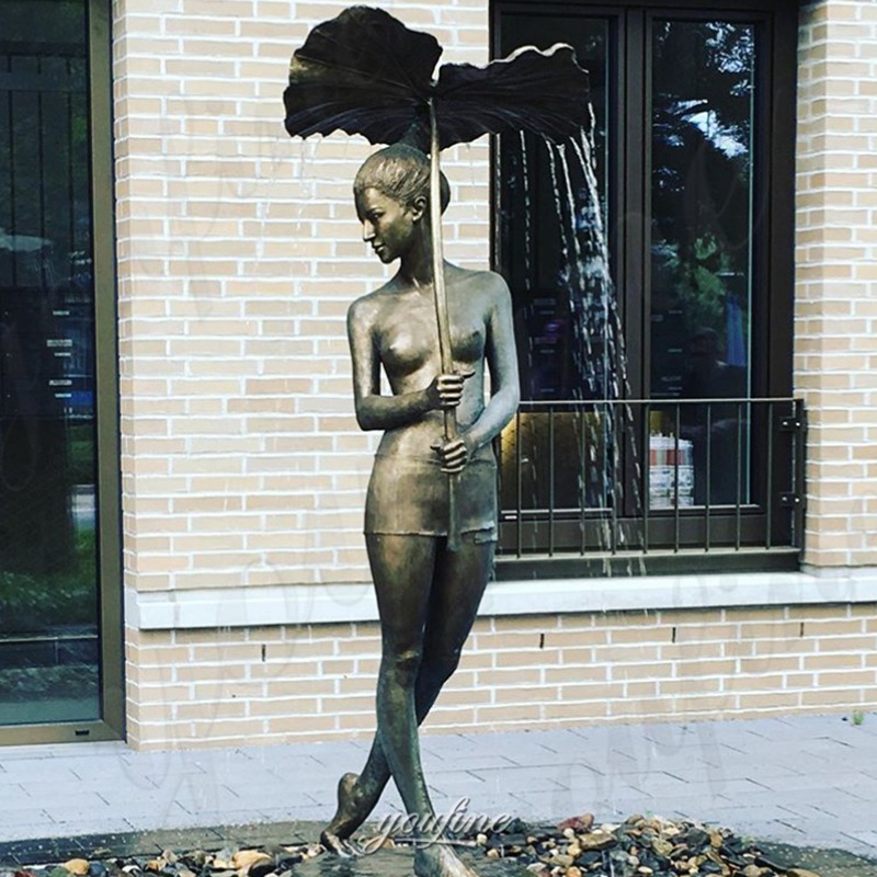 Bronze Umbrella Girl Fountain