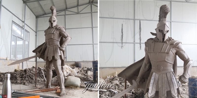 life size spartan statue clay model