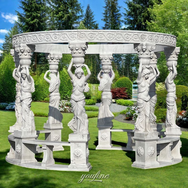 marble gazebo with statue column