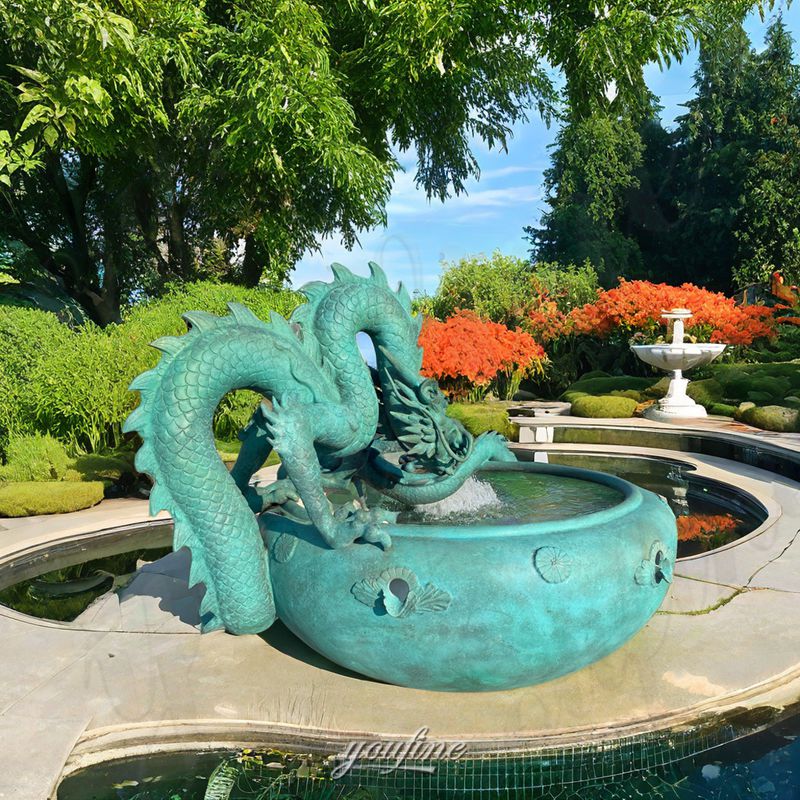 Patina Bronze Dragon Fountain