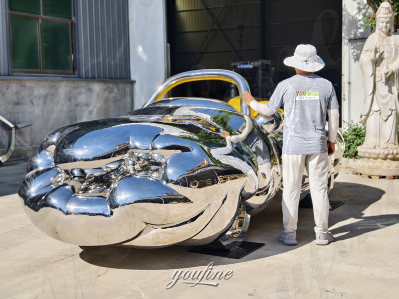 stainless steel car in factory