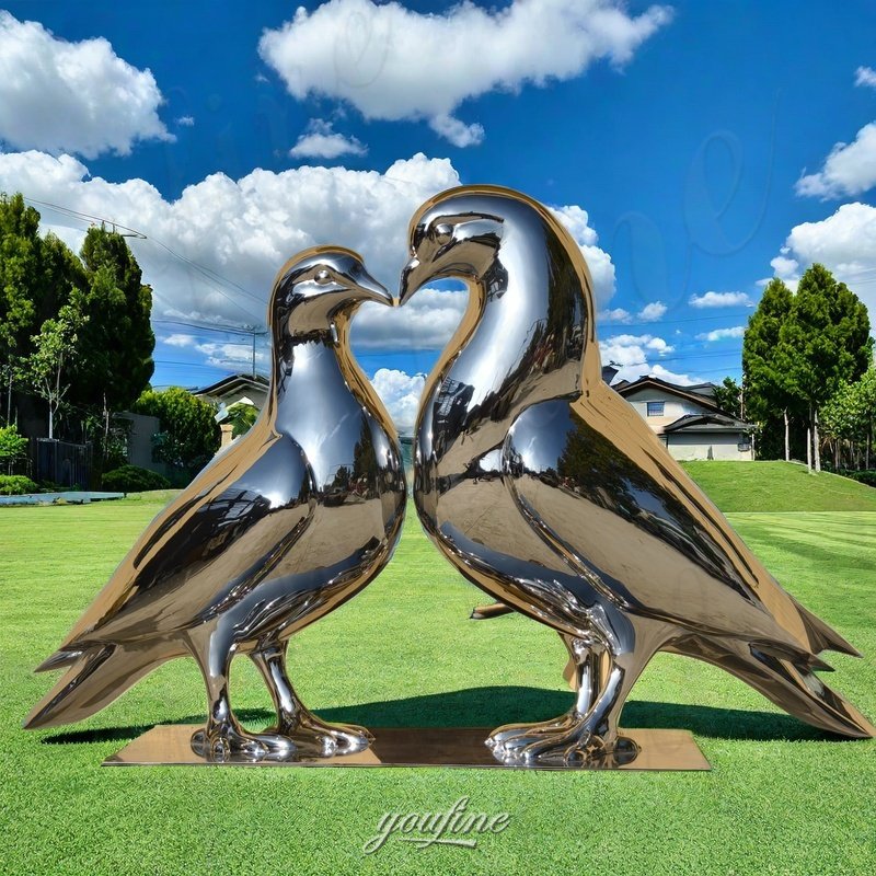 stainless steel pigeon sculpture