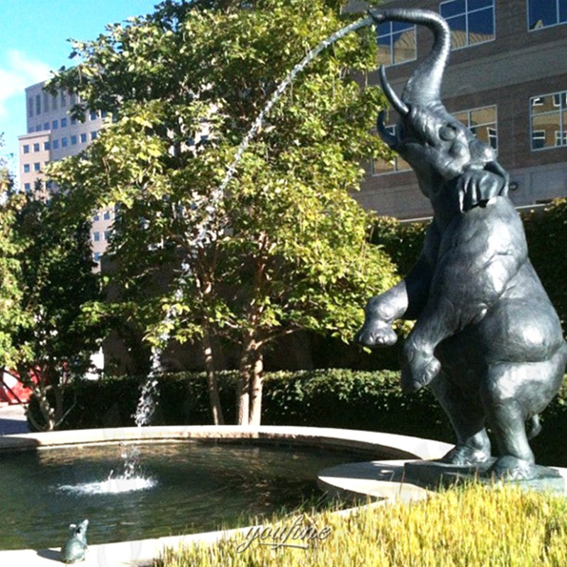 Standing Bronze Elephant Fountain