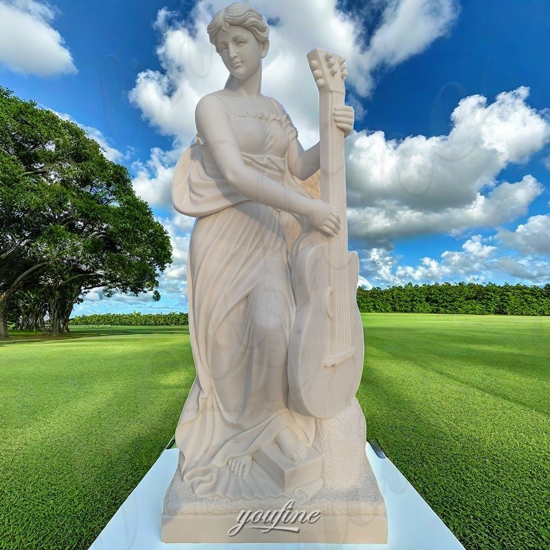 White Marble Lady Statue with Zither