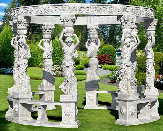 white marble stone gazebo