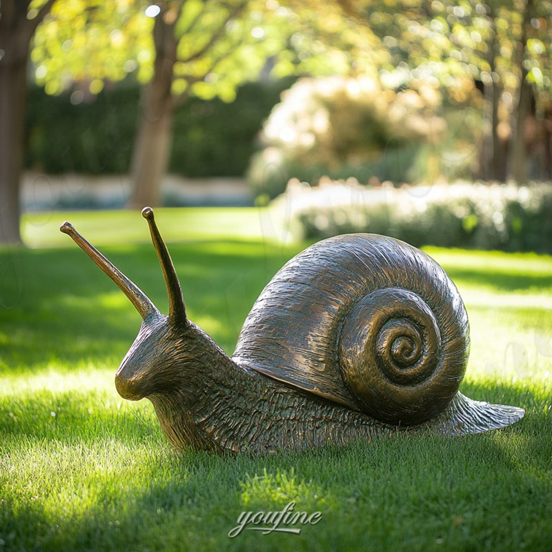 bronze garden snail sculpture