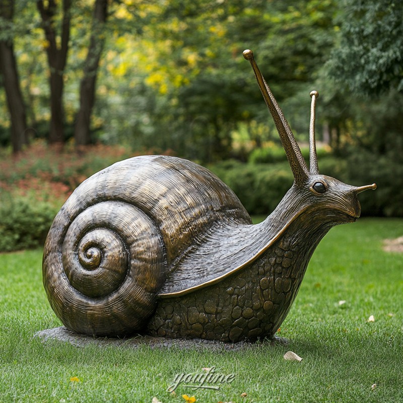 bronze garden snail statue