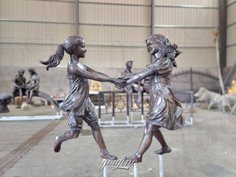 children playing statue in factory