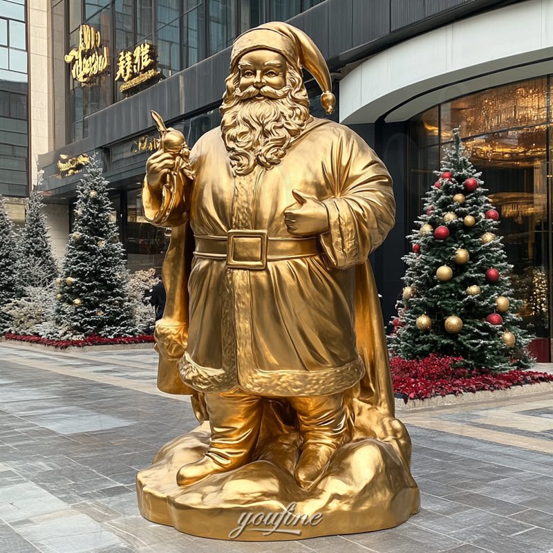 golden bronze santa claus sculpture