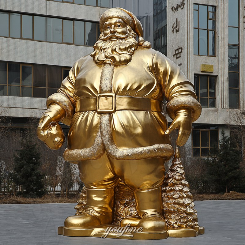 golden bronze santa claus statue