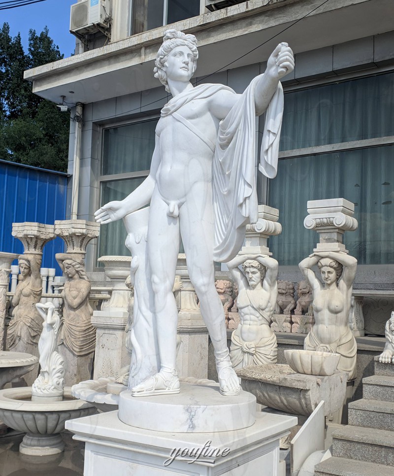 white marble apollo statue