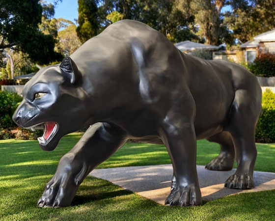 black bronze leopard statue