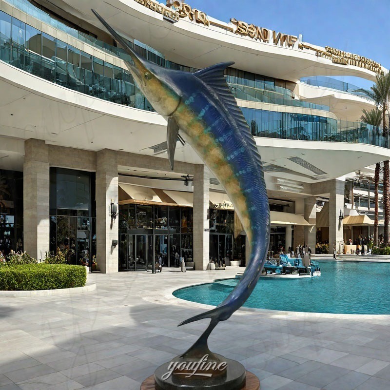 bronze blue marlin sculpture