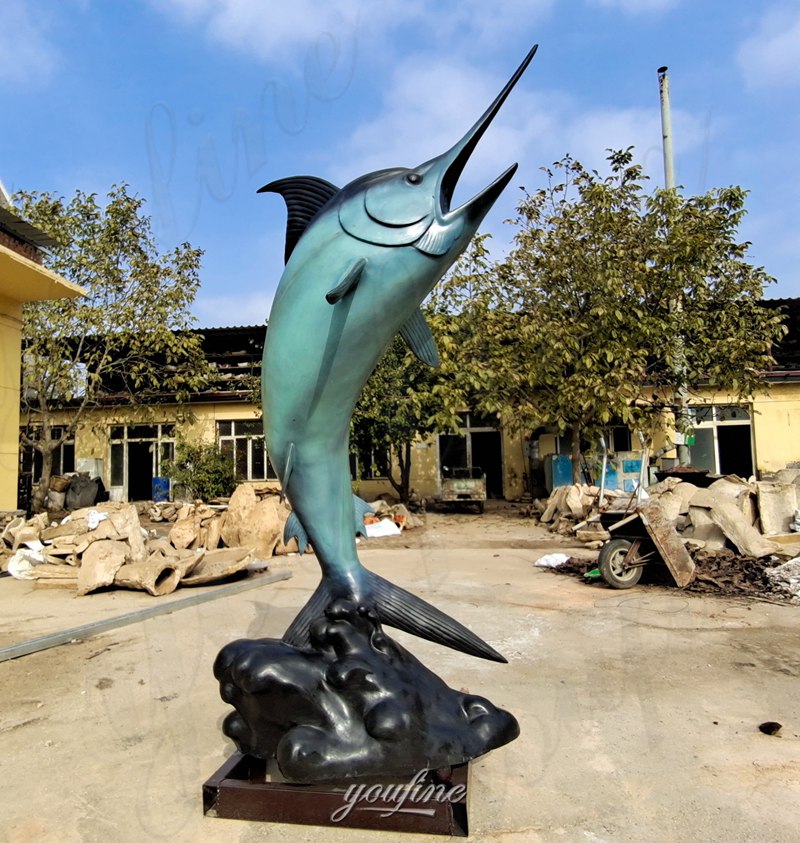 bronze blue marlin statue